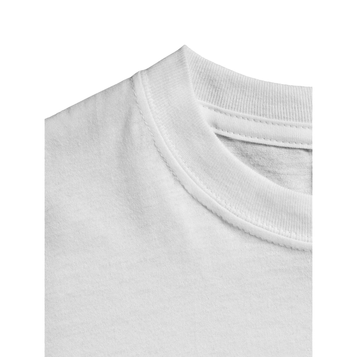 close up flat lay view of a crew neck with ribbing