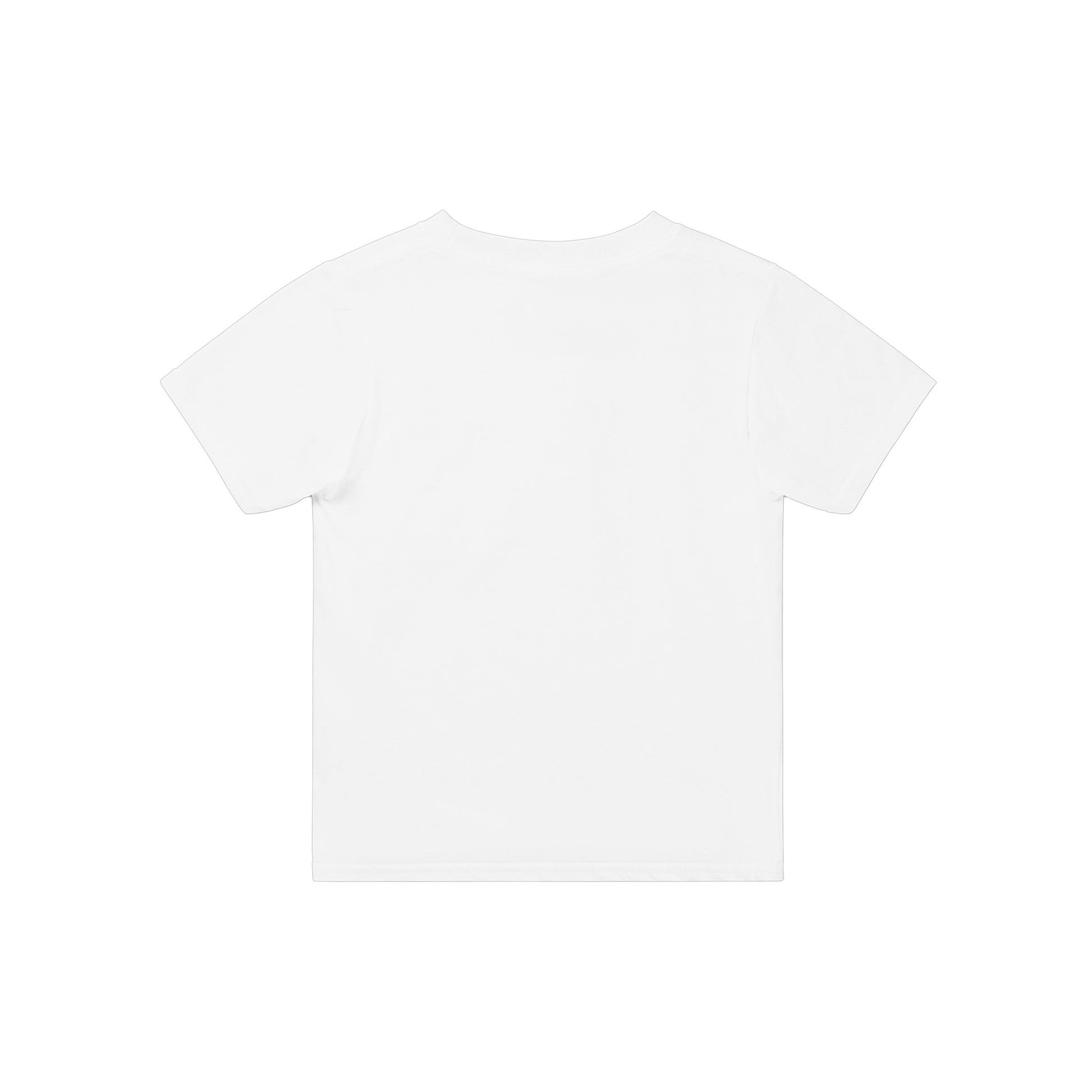 flat lay image of a black white t-shirt from the back